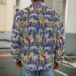Tropical Zebra Giraffe Pattern Print Men's Shirt Jacket