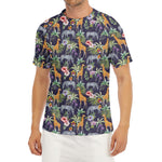 Tropical Zebra Giraffe Pattern Print Men's Short Sleeve Rash Guard