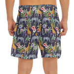 Tropical Zebra Giraffe Pattern Print Men's Split Running Shorts