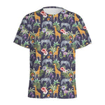 Tropical Zebra Giraffe Pattern Print Men's Sports T-Shirt