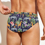 Tropical Zebra Giraffe Pattern Print Men's Swim Briefs