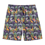 Tropical Zebra Giraffe Pattern Print Men's Swim Trunks