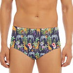 Tropical Zebra Giraffe Pattern Print Men's Triangle Swim Briefs