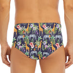 Tropical Zebra Giraffe Pattern Print Men's Triangle Swim Briefs