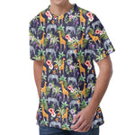 Tropical Zebra Giraffe Pattern Print Men's Velvet T-Shirt