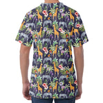 Tropical Zebra Giraffe Pattern Print Men's Velvet T-Shirt