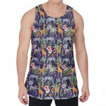 Tropical Zebra Giraffe Pattern Print Men's Velvet Tank Top