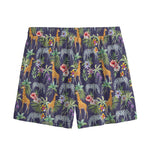 Tropical Zebra Giraffe Pattern Print Mesh Shorts