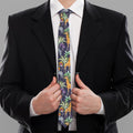 Tropical Zebra Giraffe Pattern Print Necktie