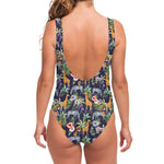 Tropical Zebra Giraffe Pattern Print One Piece Swimsuit