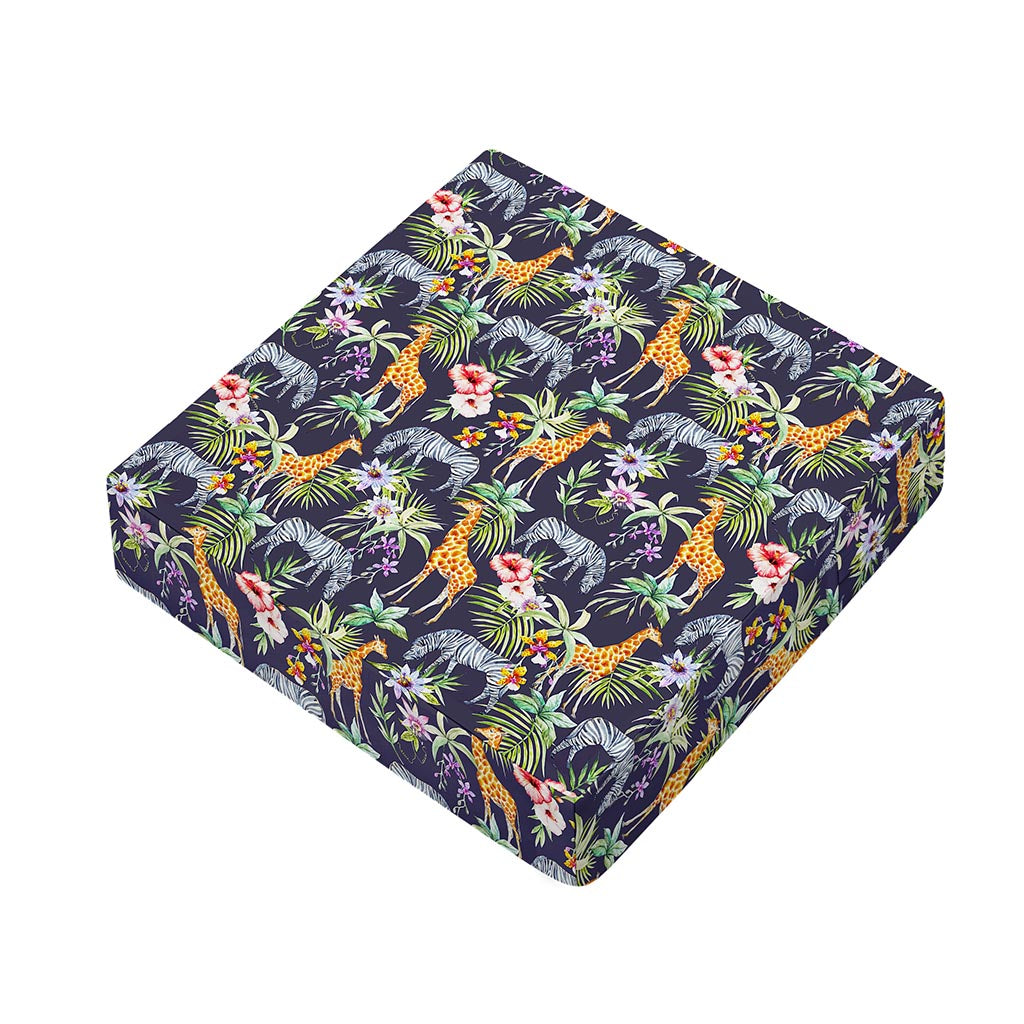 Tropical Zebra Giraffe Pattern Print Outdoor Seat Cushion Cover