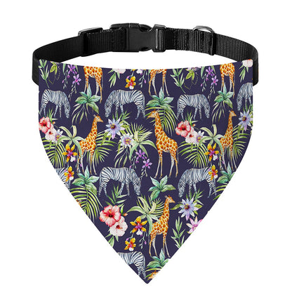 Tropical Zebra Giraffe Pattern Print Over The Collar Dog Bandana