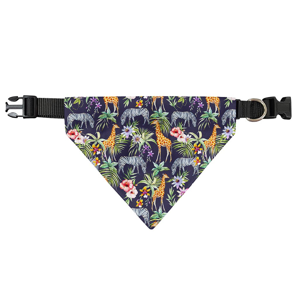 Tropical Zebra Giraffe Pattern Print Over The Collar Dog Bandana