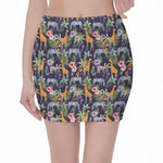 Tropical Zebra Giraffe Pattern Print Pencil Mini Skirt
