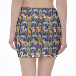 Tropical Zebra Giraffe Pattern Print Pencil Mini Skirt