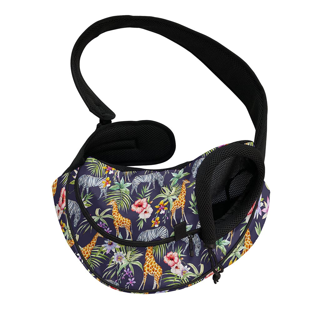 Tropical Zebra Giraffe Pattern Print Pet Sling Carrier