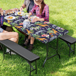 Tropical Zebra Giraffe Pattern Print Picnic Table Cover
