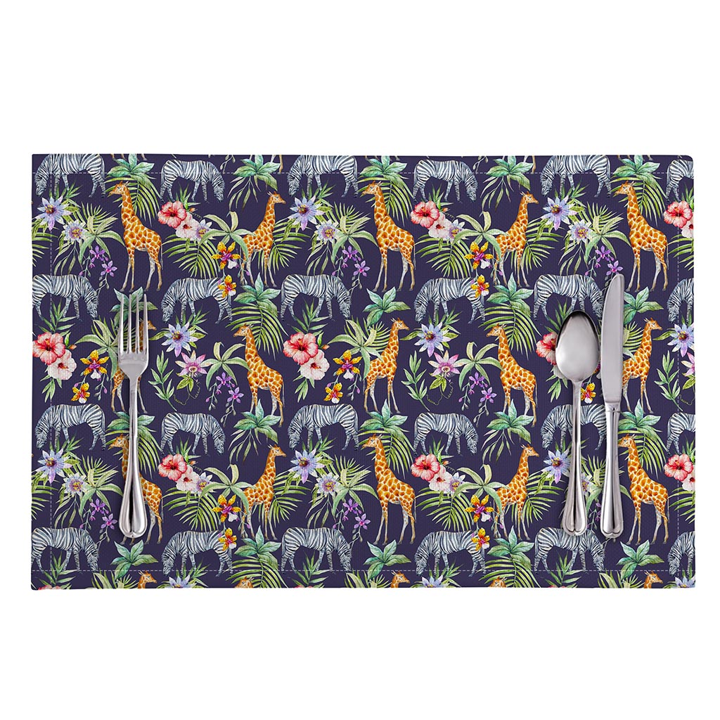 Tropical Zebra Giraffe Pattern Print Placemat