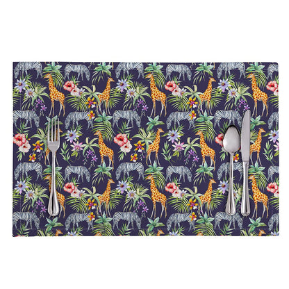 Tropical Zebra Giraffe Pattern Print Placemat