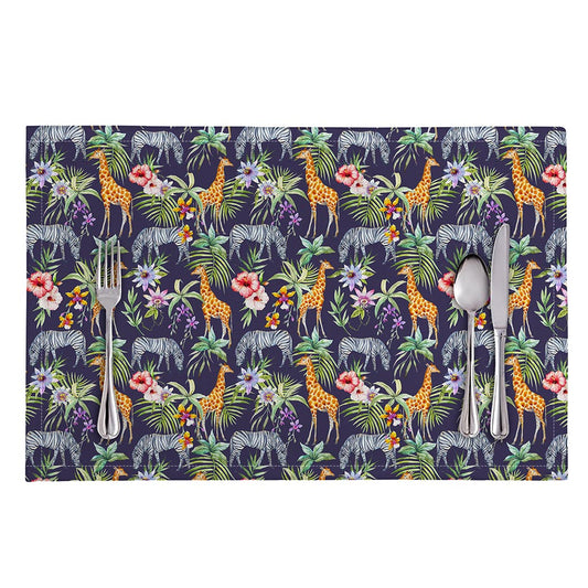 Tropical Zebra Giraffe Pattern Print Placemat