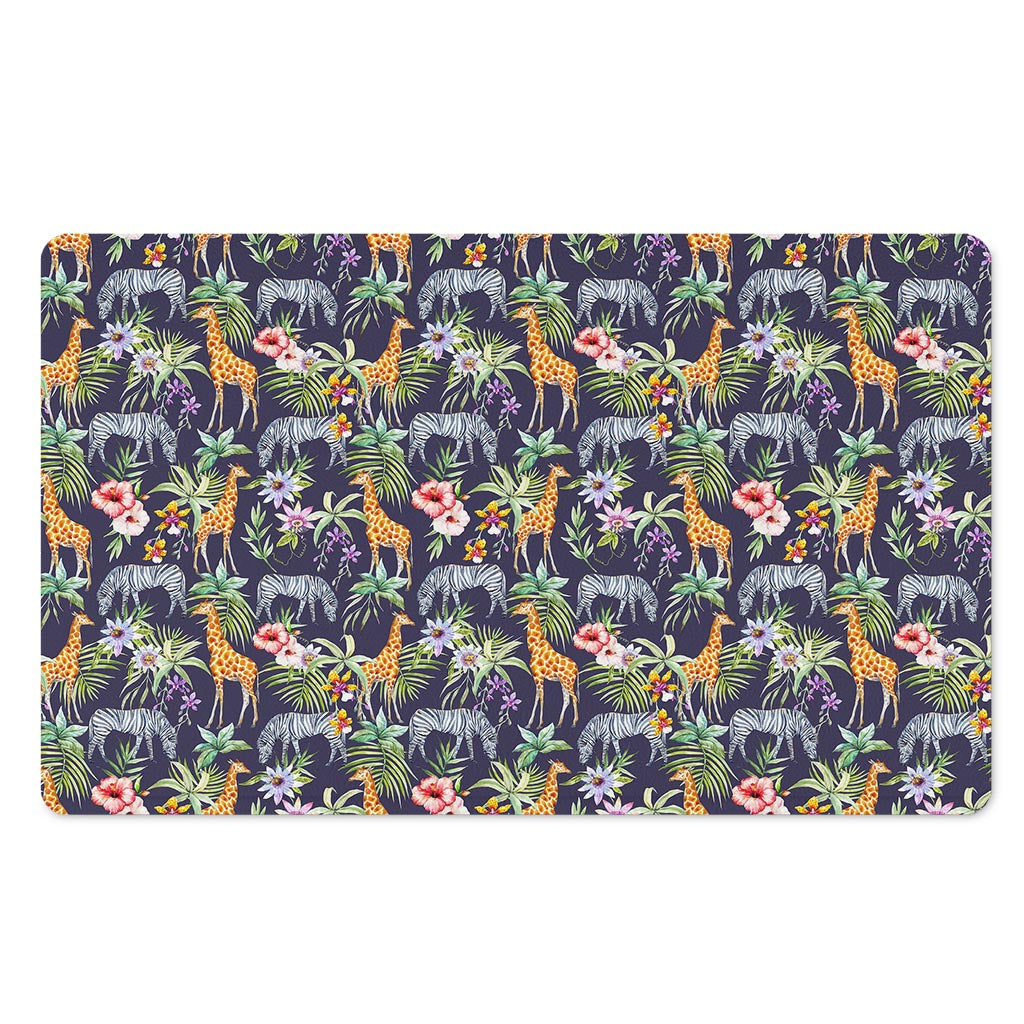 Tropical Zebra Giraffe Pattern Print Polyester Doormat