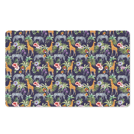 Tropical Zebra Giraffe Pattern Print Polyester Doormat