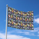 Tropical Zebra Giraffe Pattern Print Polyester Flag