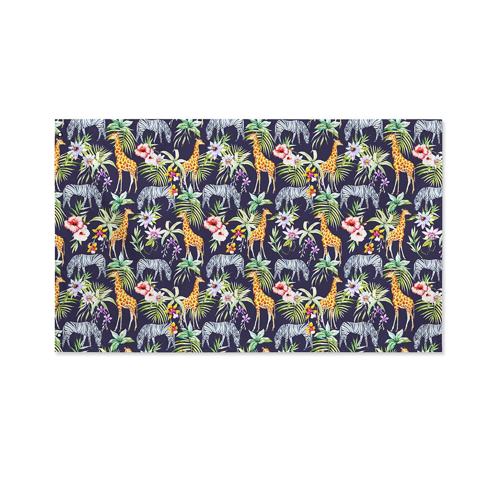 Tropical Zebra Giraffe Pattern Print Polyester Flag