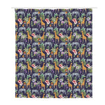 Tropical Zebra Giraffe Pattern Print Polyester Shower Curtain