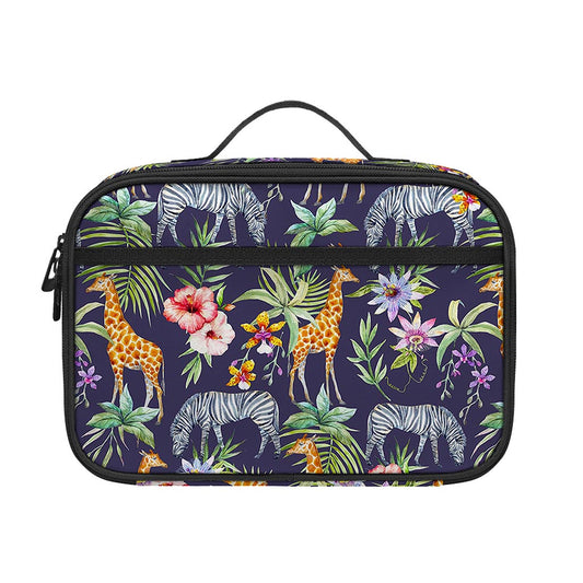 Tropical Zebra Giraffe Pattern Print Portable Lunch Bag