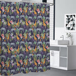 Tropical Zebra Giraffe Pattern Print Premium Shower Curtain