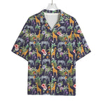 Tropical Zebra Giraffe Pattern Print Rayon Hawaiian Shirt