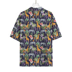 Tropical Zebra Giraffe Pattern Print Rayon Hawaiian Shirt