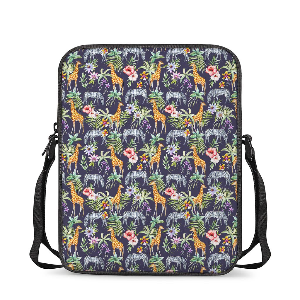 Tropical Zebra Giraffe Pattern Print Rectangular Crossbody Bag