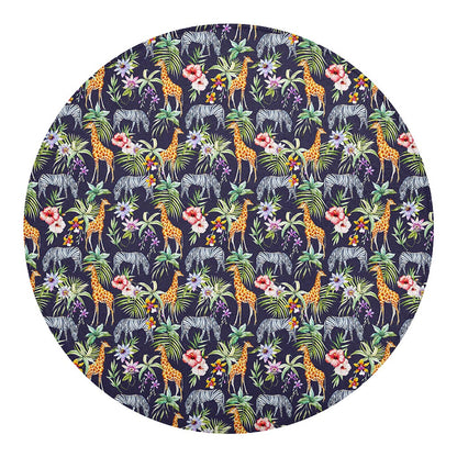 Tropical Zebra Giraffe Pattern Print Round Blanket