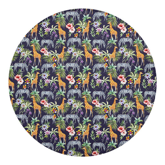 Tropical Zebra Giraffe Pattern Print Round Blanket