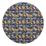 Tropical Zebra Giraffe Pattern Print Round Blanket