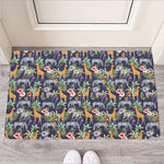Tropical Zebra Giraffe Pattern Print Rubber Doormat