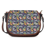Tropical Zebra Giraffe Pattern Print Saddle Bag