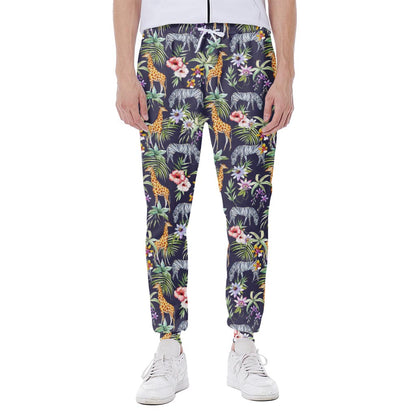 Tropical Zebra Giraffe Pattern Print Scuba Joggers