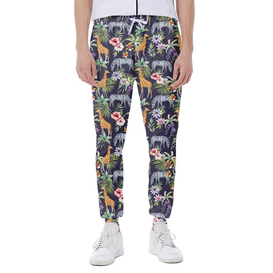 Tropical Zebra Giraffe Pattern Print Scuba Joggers