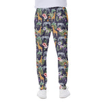 Tropical Zebra Giraffe Pattern Print Scuba Joggers