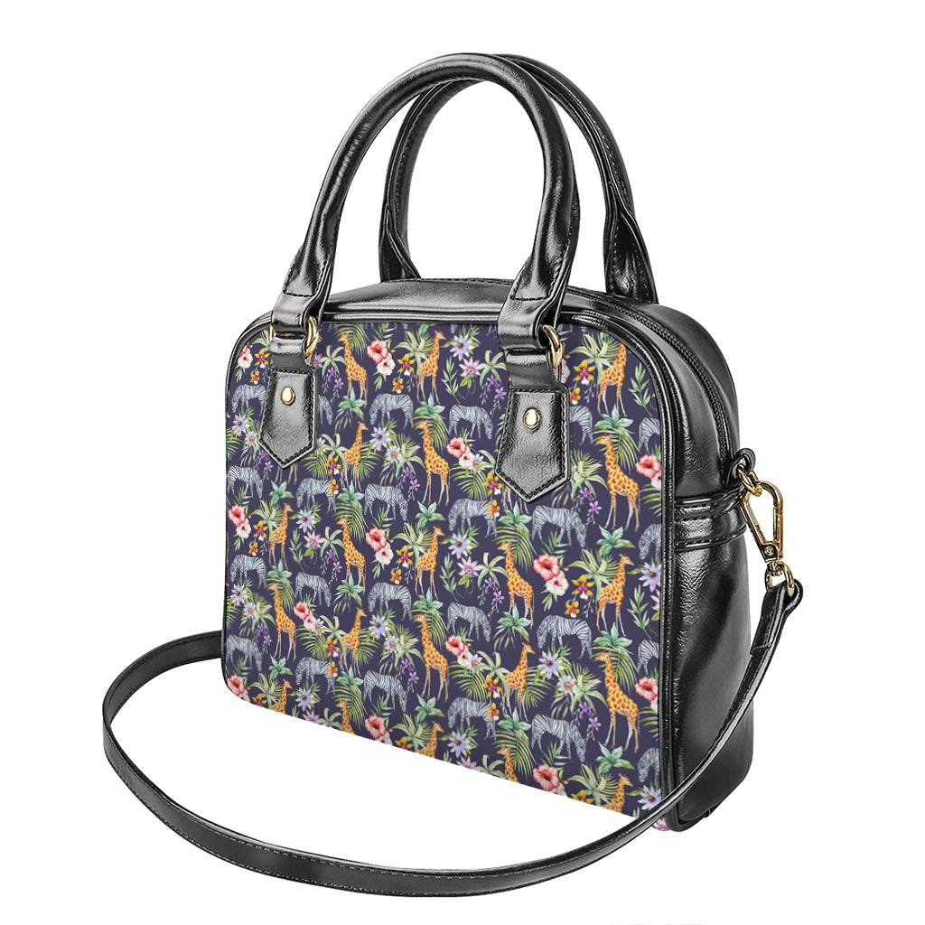 Tropical Zebra Giraffe Pattern Print Shoulder Handbag