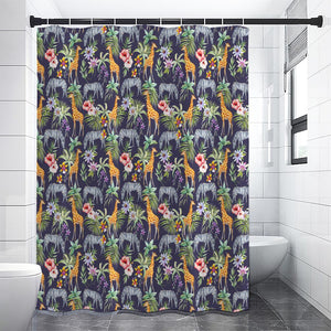 Tropical Zebra Giraffe Pattern Print Shower Curtain