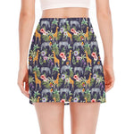 Tropical Zebra Giraffe Pattern Print Side Slit Mini Skirt