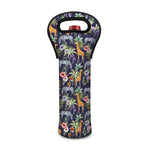 Tropical Zebra Giraffe Pattern Print Single Neoprene Wine Tote