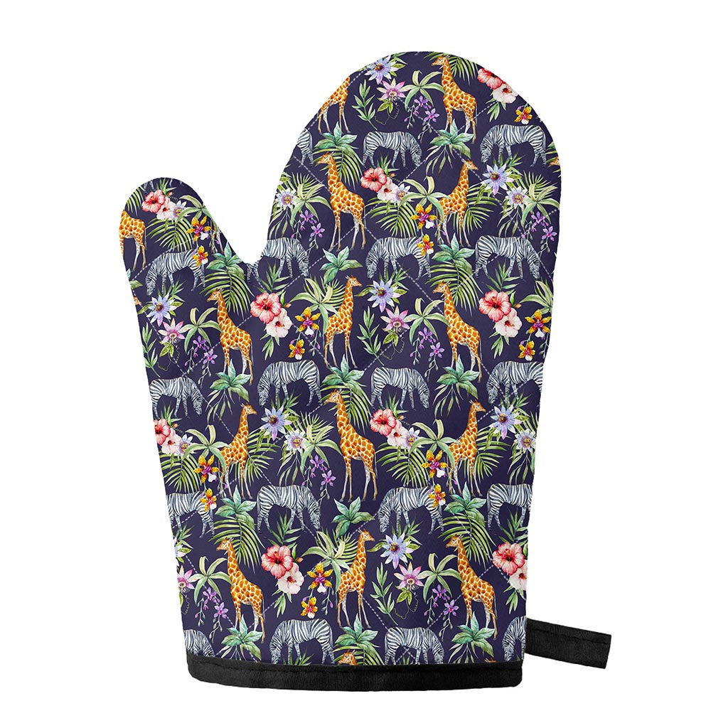 Tropical Zebra Giraffe Pattern Print Single Oven Mitt