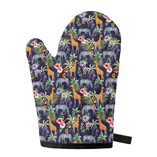 Tropical Zebra Giraffe Pattern Print Single Oven Mitt