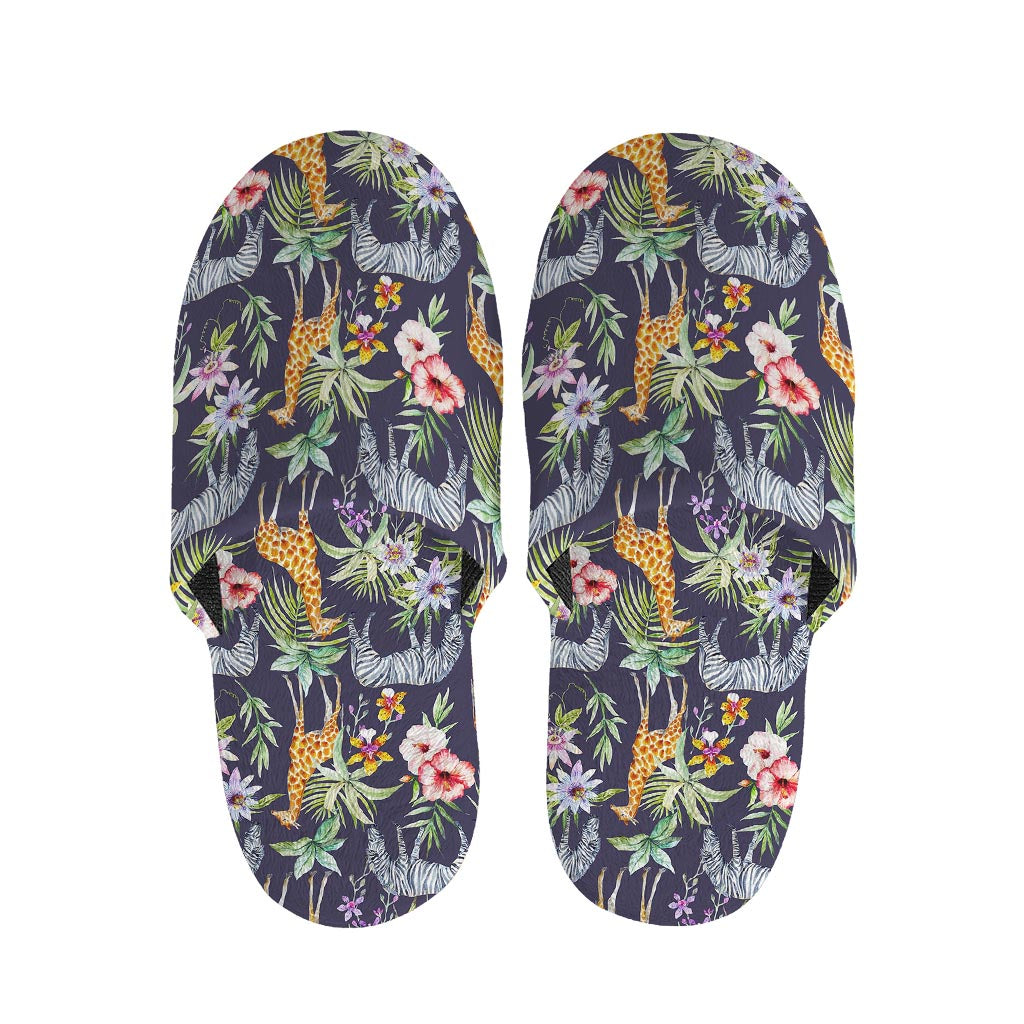 Tropical Zebra Giraffe Pattern Print Slippers