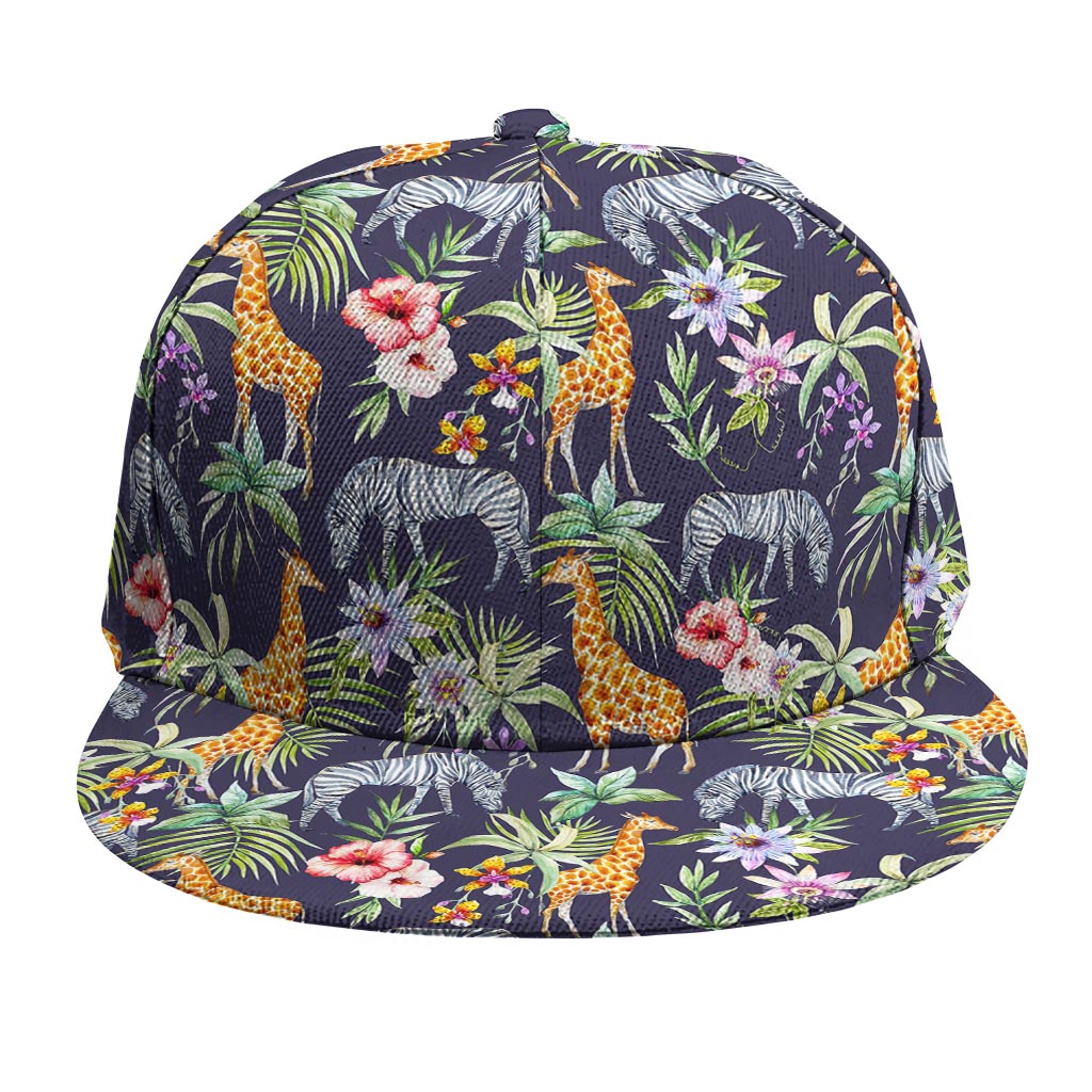 Tropical Zebra Giraffe Pattern Print Snapback Cap